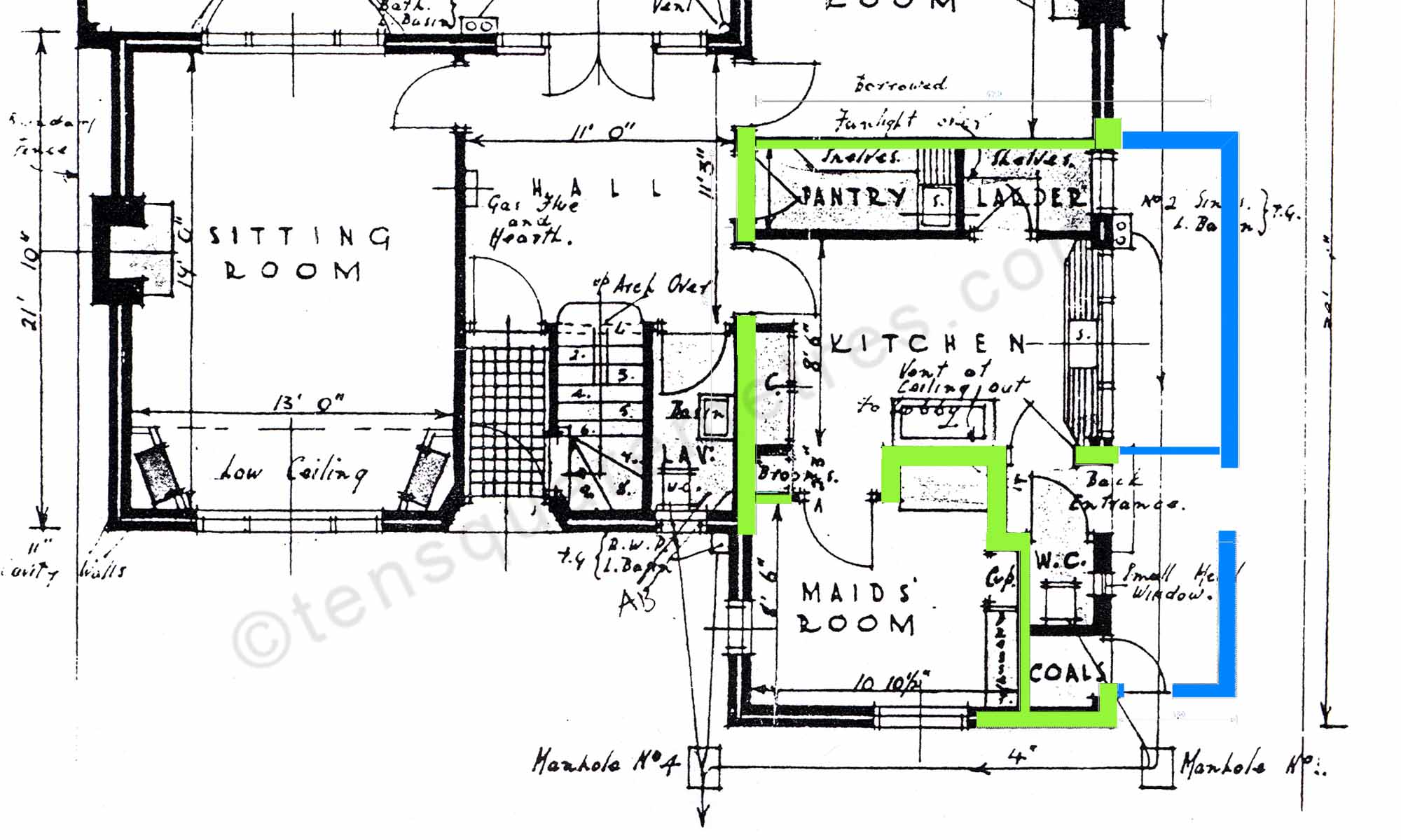 old plan of 1920s house