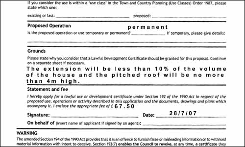 part of Planning Permission form